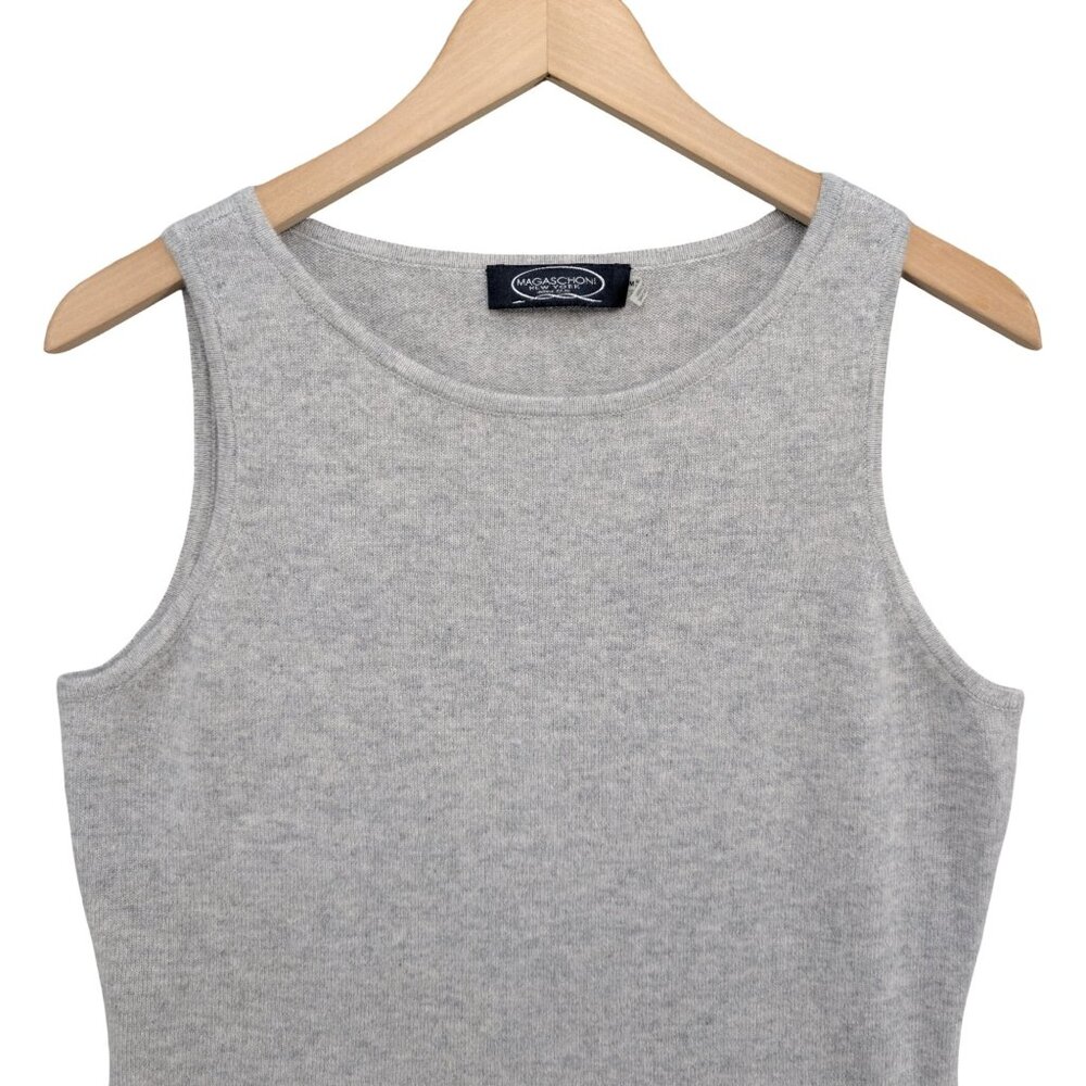 Magaschoni Cashmere Tank Top Sweater Womens Gray Knit Sleeveless Pullover Size M - Picture 3 of 7